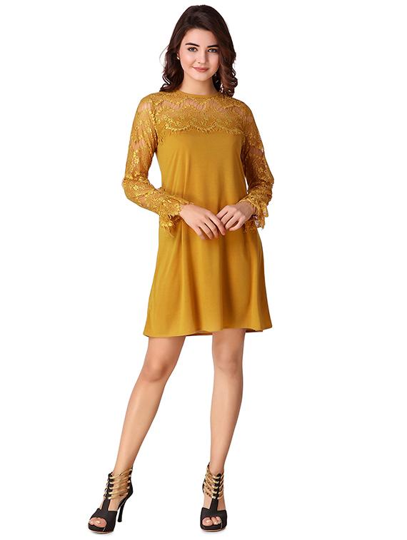 lace paneled a-line dress - 15918917 -  Standard Image - 3