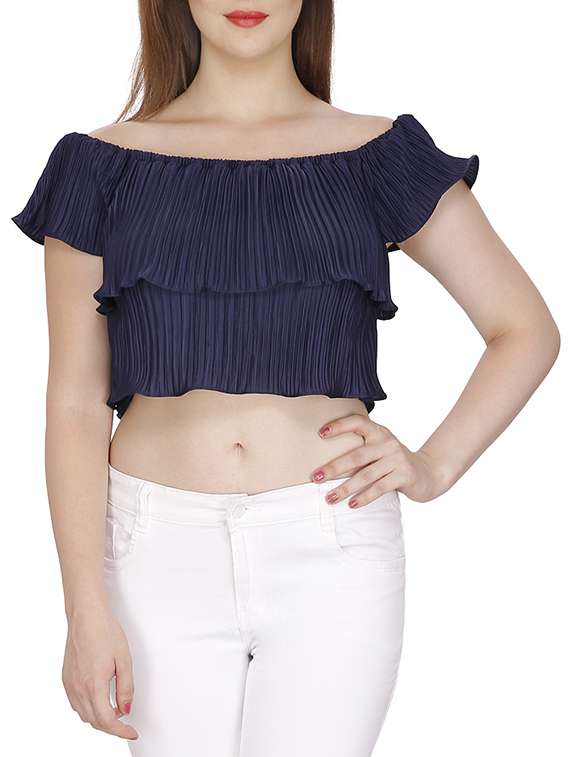 off shoulder pleated crop top - 15920912 -  Zoom Image - 0