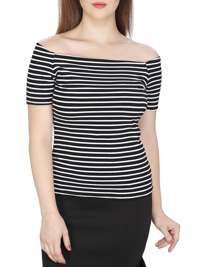 off shoulder striped top - 15920927 - Zoom Image - 0