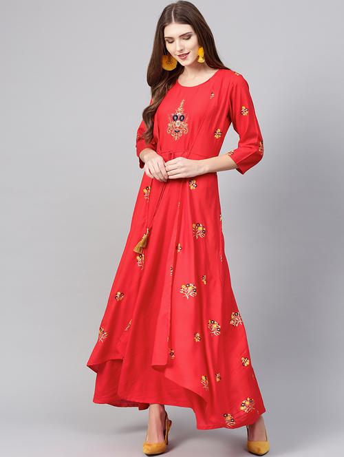embroidered layered ethnic dress - 15921173 -  Standard Image - 0