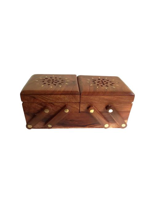 desi karigar hand carved multipurpose wooden box - 15921320 - Standard Image - 0