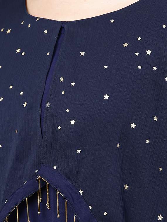 embellished a-line dress with crepe - 15921693 -  Standard Image - 3