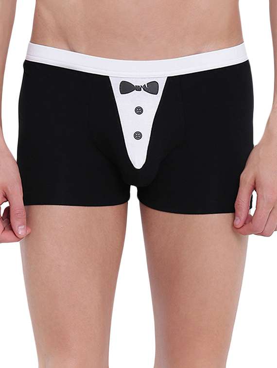black cotton modal spandex trunks