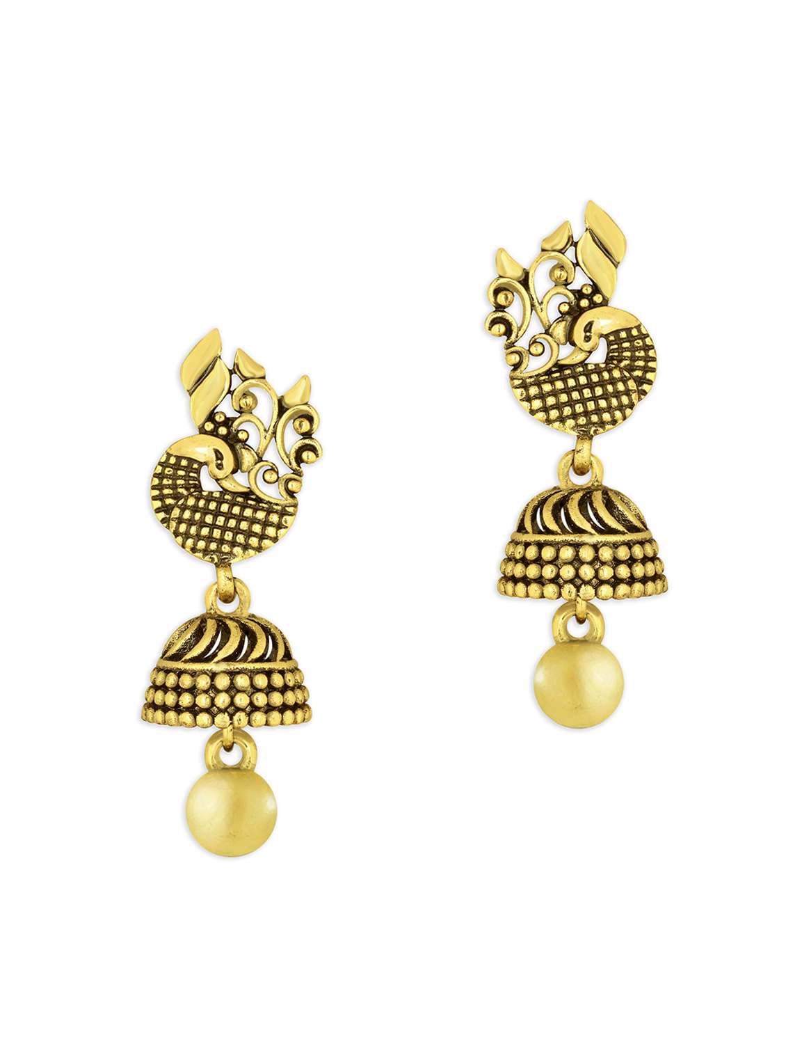 gold metal jhumka earring - 15922931 - Zoom Image - 0