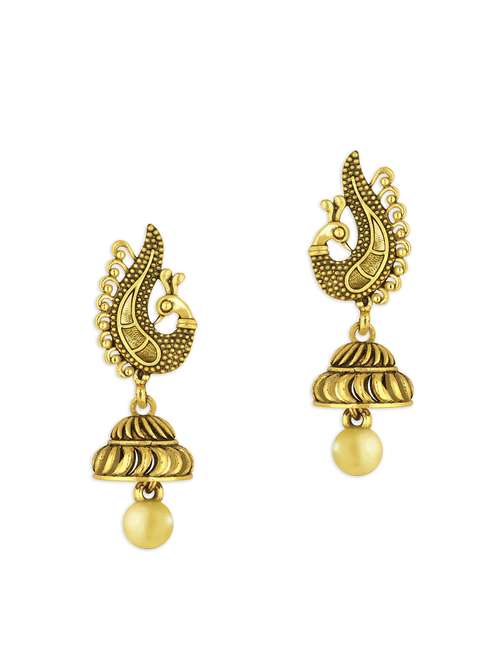gold metal jhumka earring - 15922932 -  Standard Image - 0