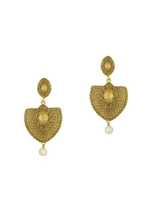 gold metal drop earring - 15922938 -  Standard Image - 0