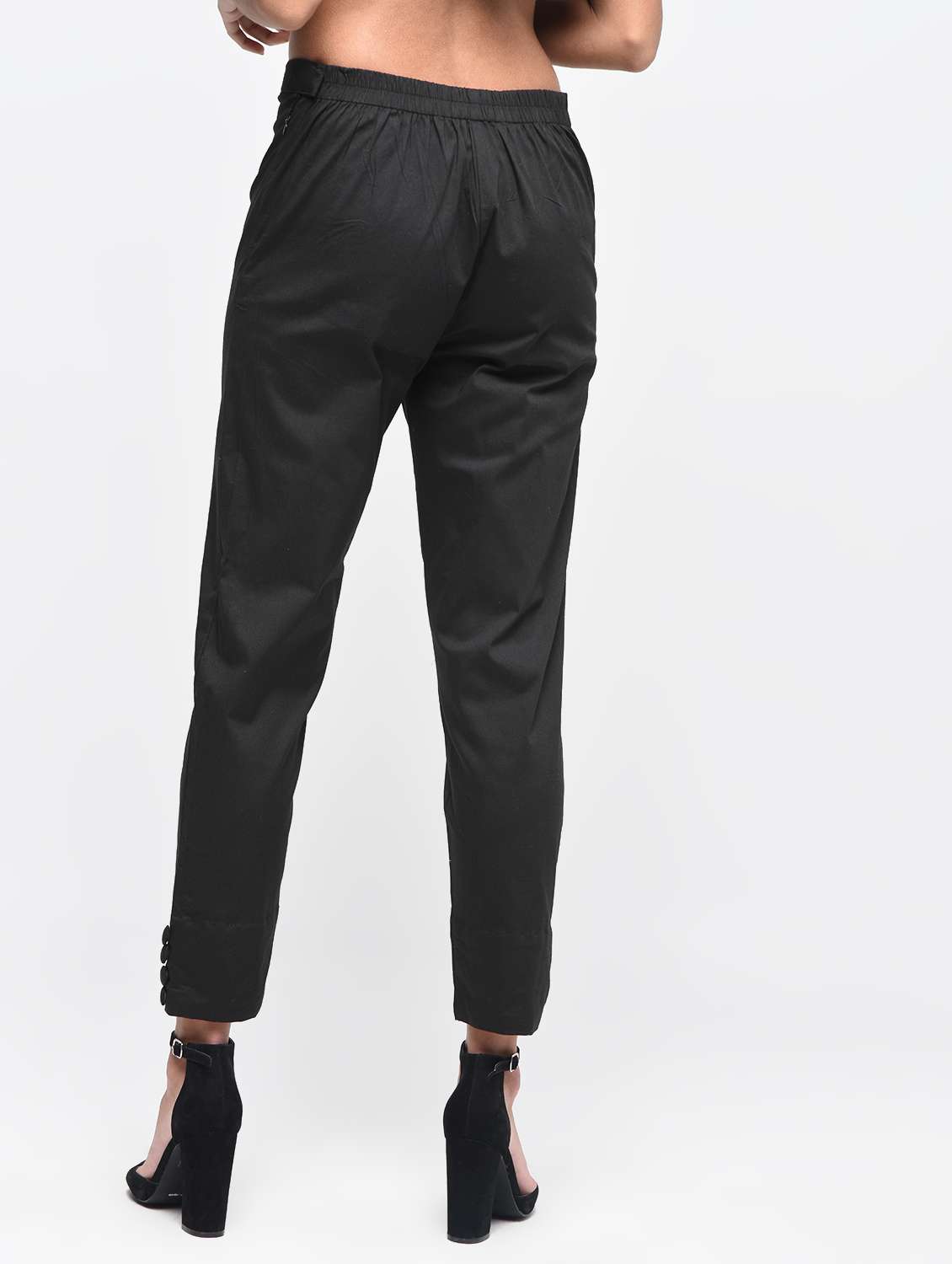 button detail flat front trousers - 15923486 -  Standard Image - 3