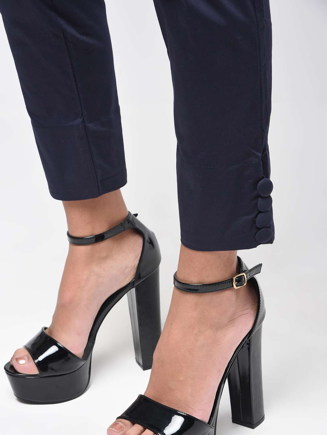 button detail flat front trousers - 15923500 -  Standard Image - 5