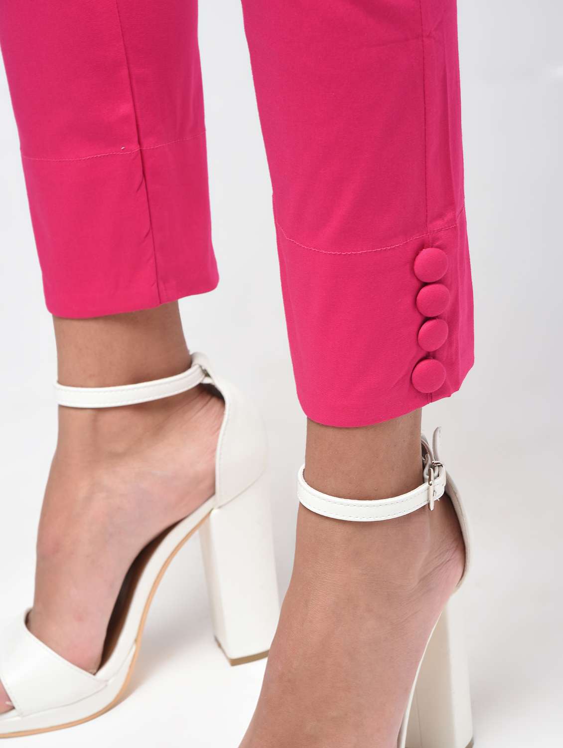 button detail flat front trousers - 15923501 -  Standard Image - 5