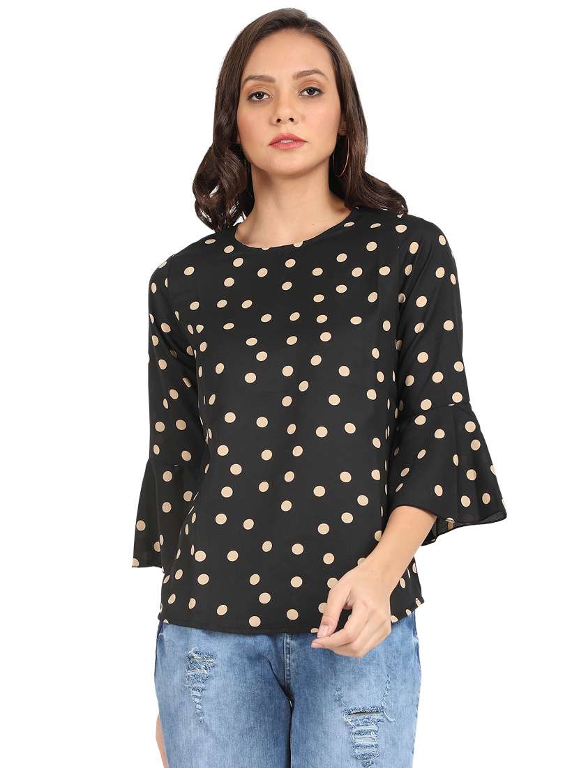 bell sleeved polka dots top