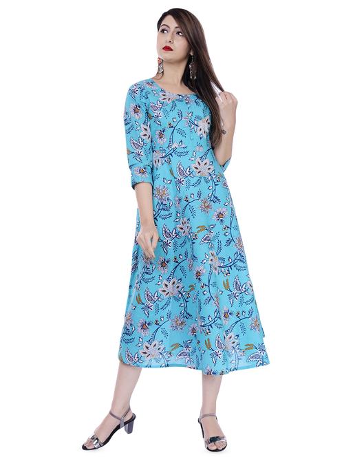 floral print flared ethnic dress - 15925611 - Standard Image - 0