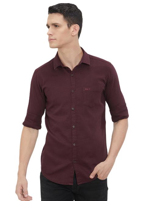 purple solid casual shirt - 15925663 - Standard Image - 0