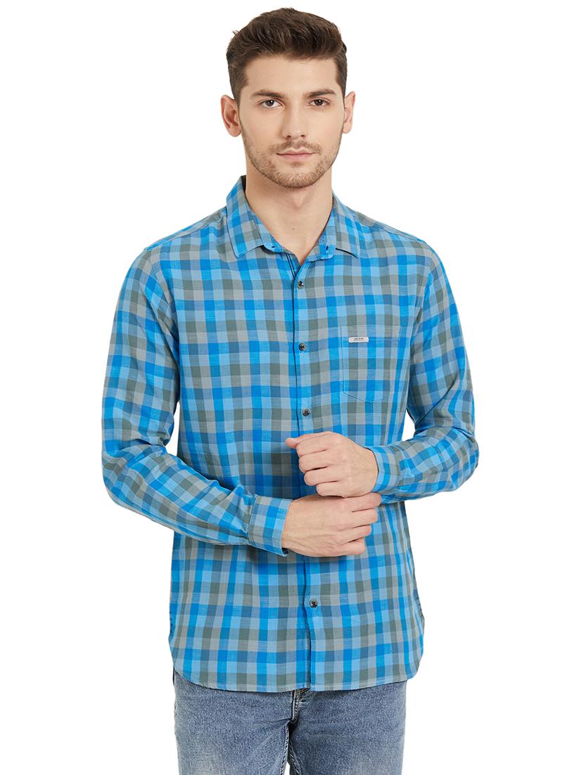 blue checkered casual shirt - 15925676 - Zoom Image - 0
