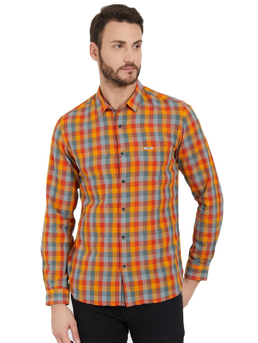 orange checkered casual shirt - 15925677 - Zoom Image - 0