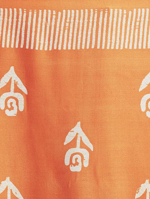 floral batik printed orange saree with blouse - 15926208 - Standard Image - 3