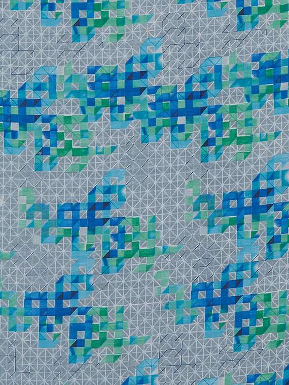 checkered print on print blue saree with blouse - 15926215 - Standard Image - 3