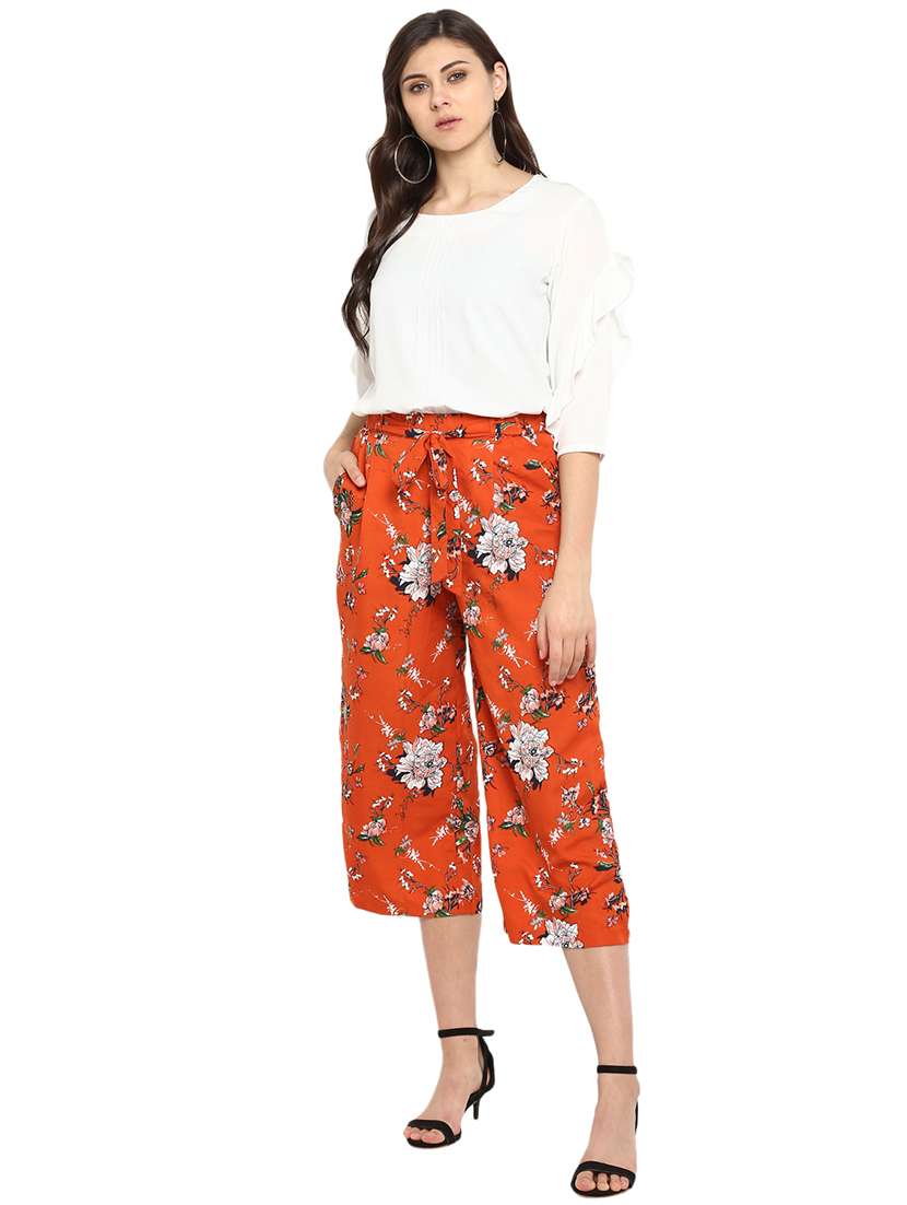 tie up waist floral culotte - 15926581 -  Standard Image - 3