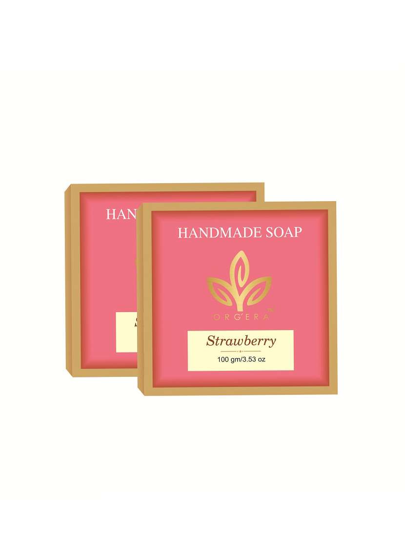 org'era set of 2 strawberry handmade soap