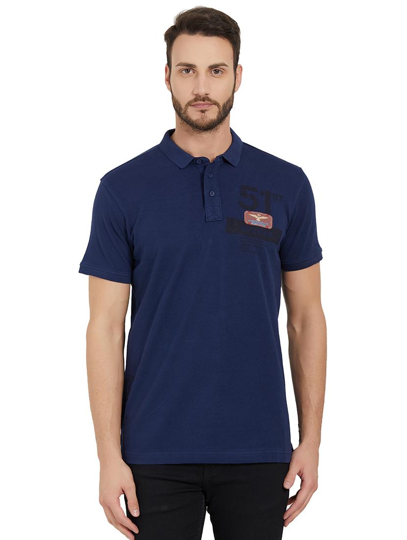 navy-blue cotton polo t-shirt - 15926744 -  Zoom Image - 0