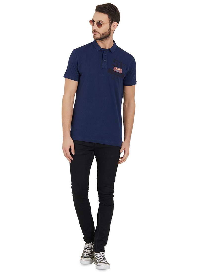 navy-blue cotton polo t-shirt - 15926744 - Standard Image - 3
