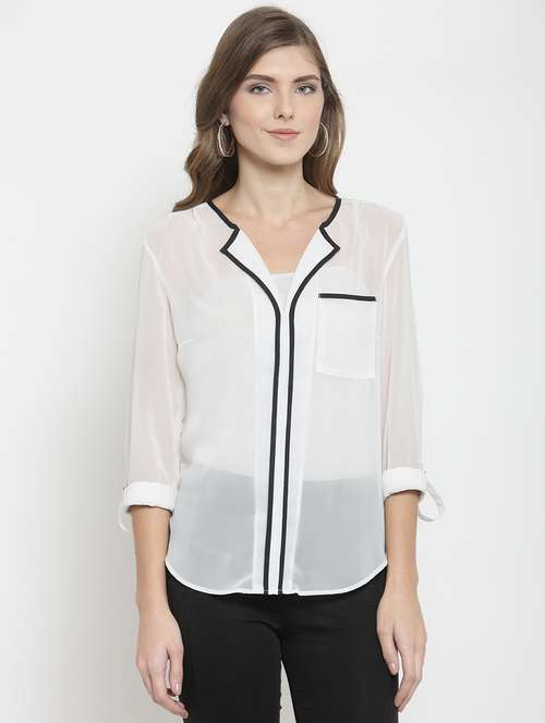 women's straight lapel neck top - 15927602 -  Standard Image - 0