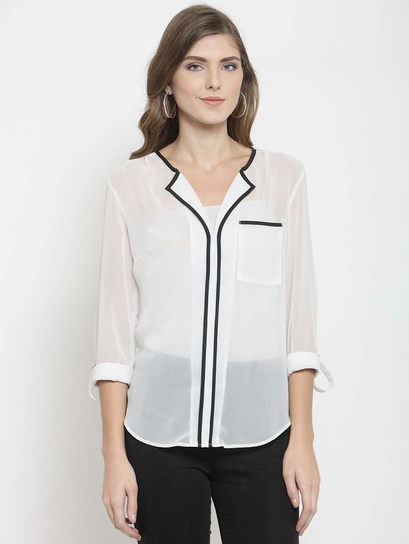 women's straight lapel neck top - 15927602 -  Zoom Image - 0