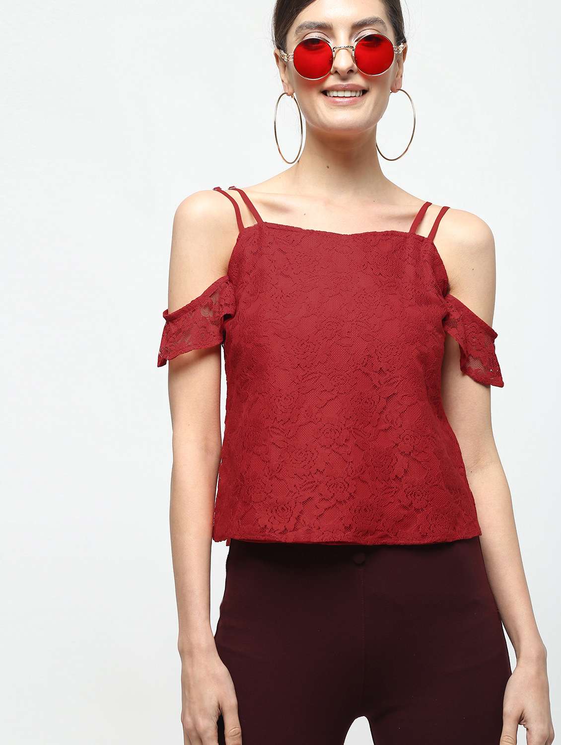 cold shoulder laced top