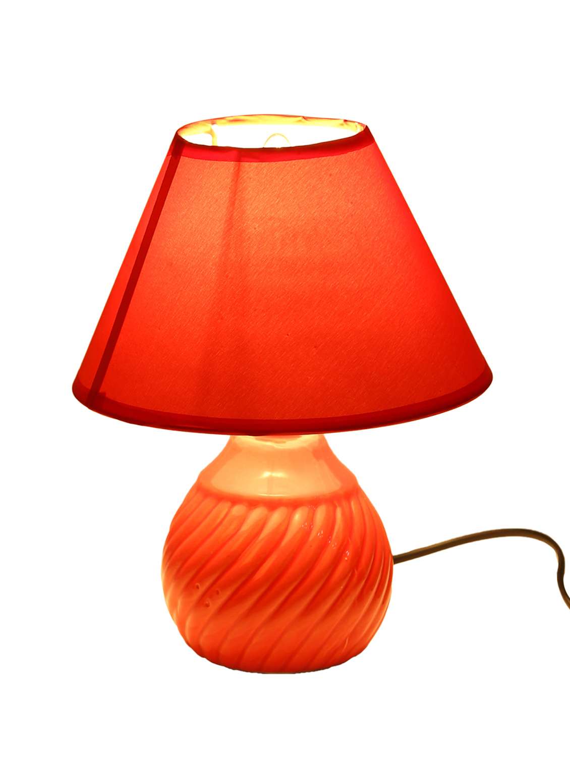 vintage style polished ceramic round red table lamp - 15928385 -  Standard Image - 3