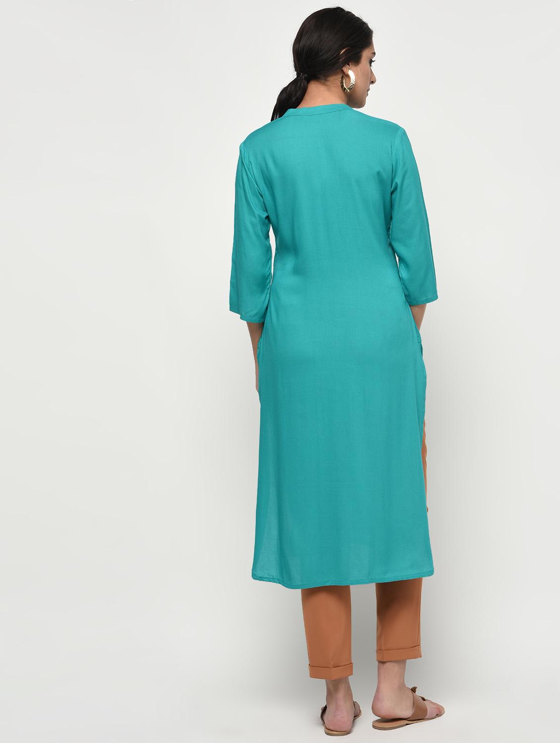 embroidered straight kurta - 15931432 - Standard Image - 3