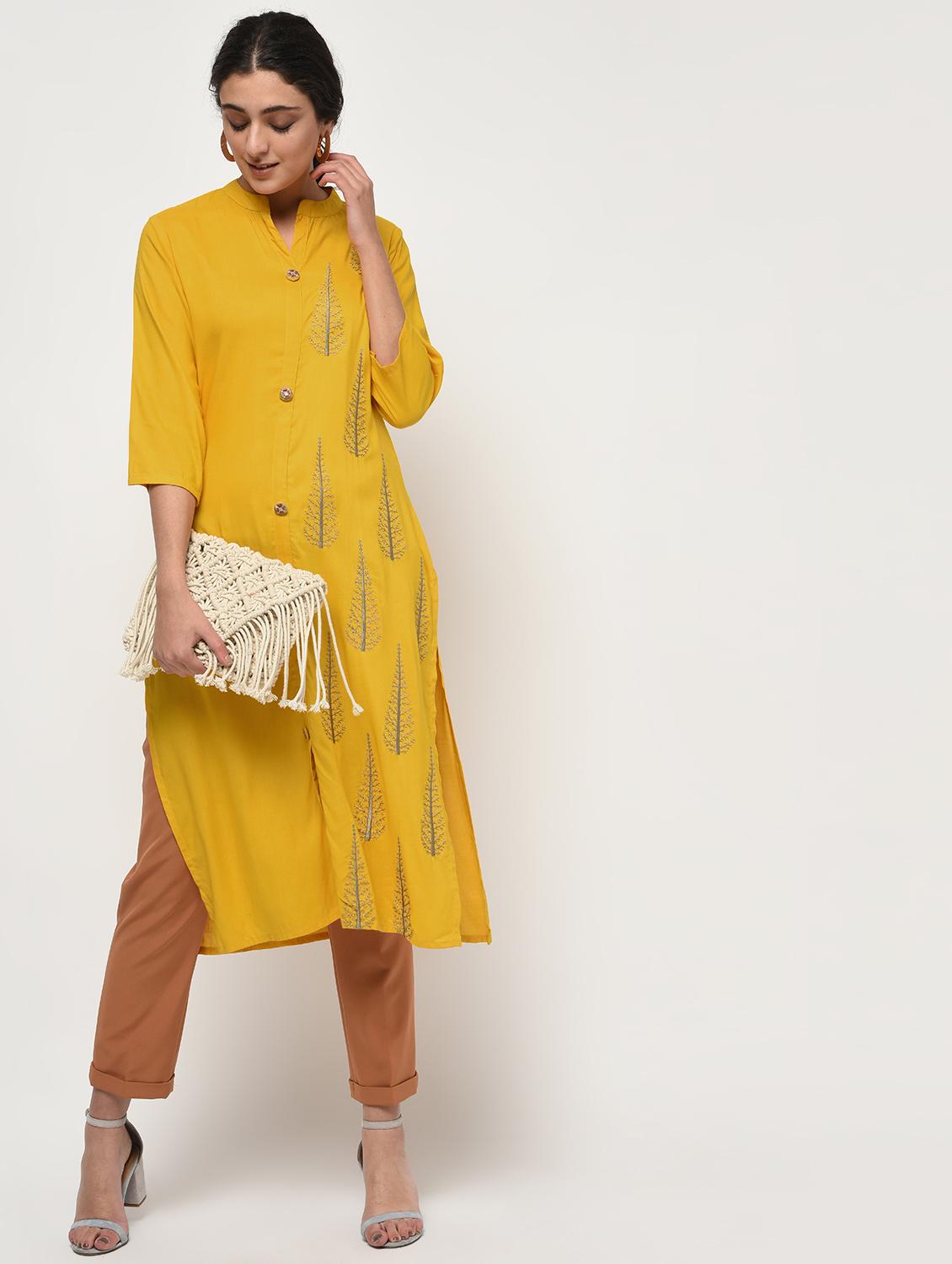 embroidered straight kurta - 15931442 -  Zoom Image - 0