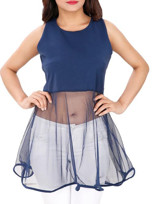 sheer ruffled paneled top - 15931472 - Standard Image - 0