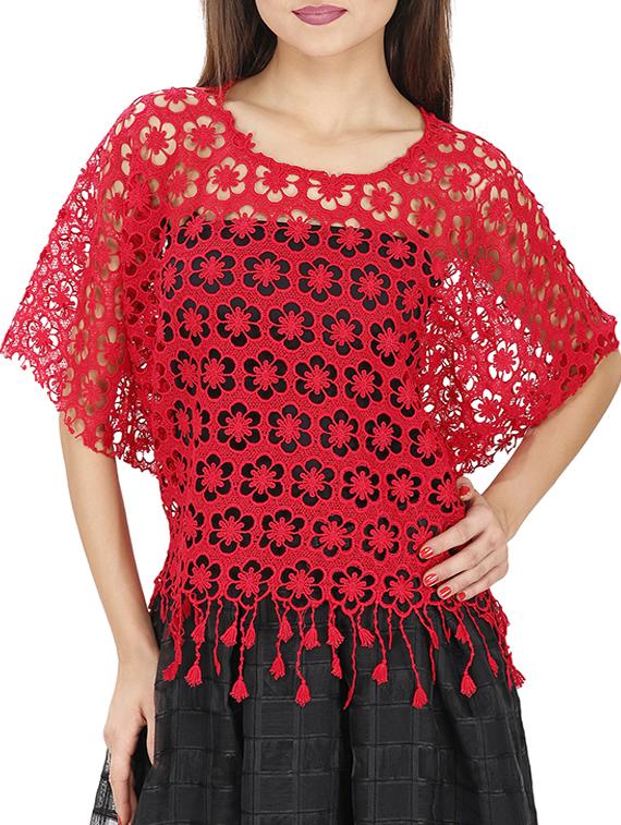 tasseled hem crochet top - 15931478 - Zoom Image - 0