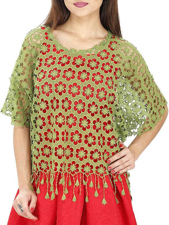 tasseled hem crochet top - 15931479 - Zoom Image - 0