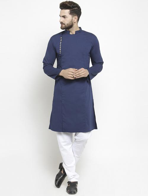 blue solid long kurta - 15932197 -  Standard Image - 0