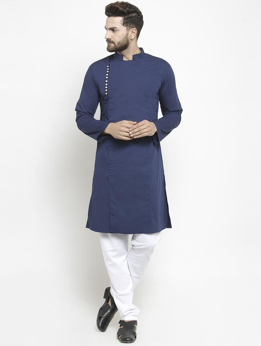 blue solid long kurta - 15932197 -  Zoom Image - 0
