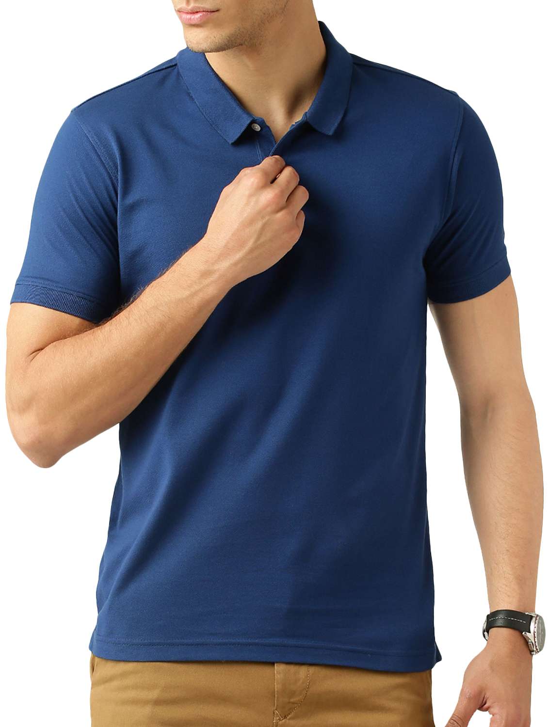 navy-blue solid polo tshirt