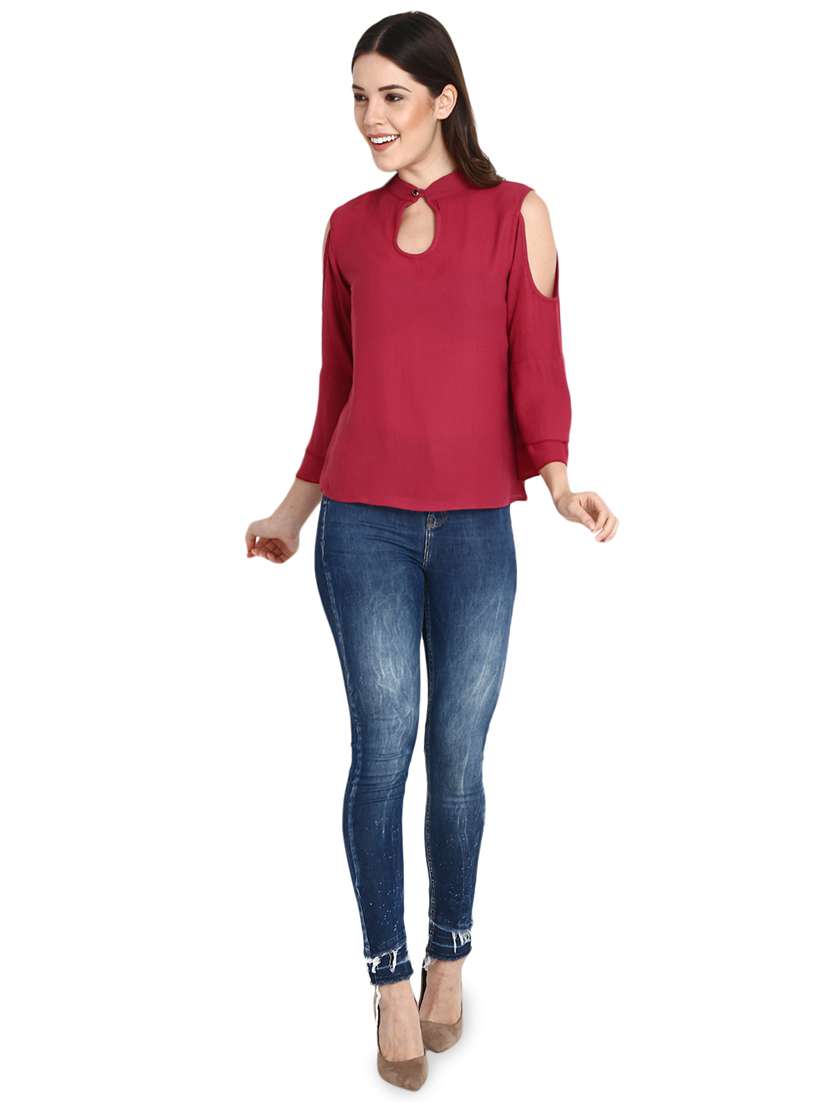 cold shoulder bell sleeved top - 15933733 -  Standard Image - 3