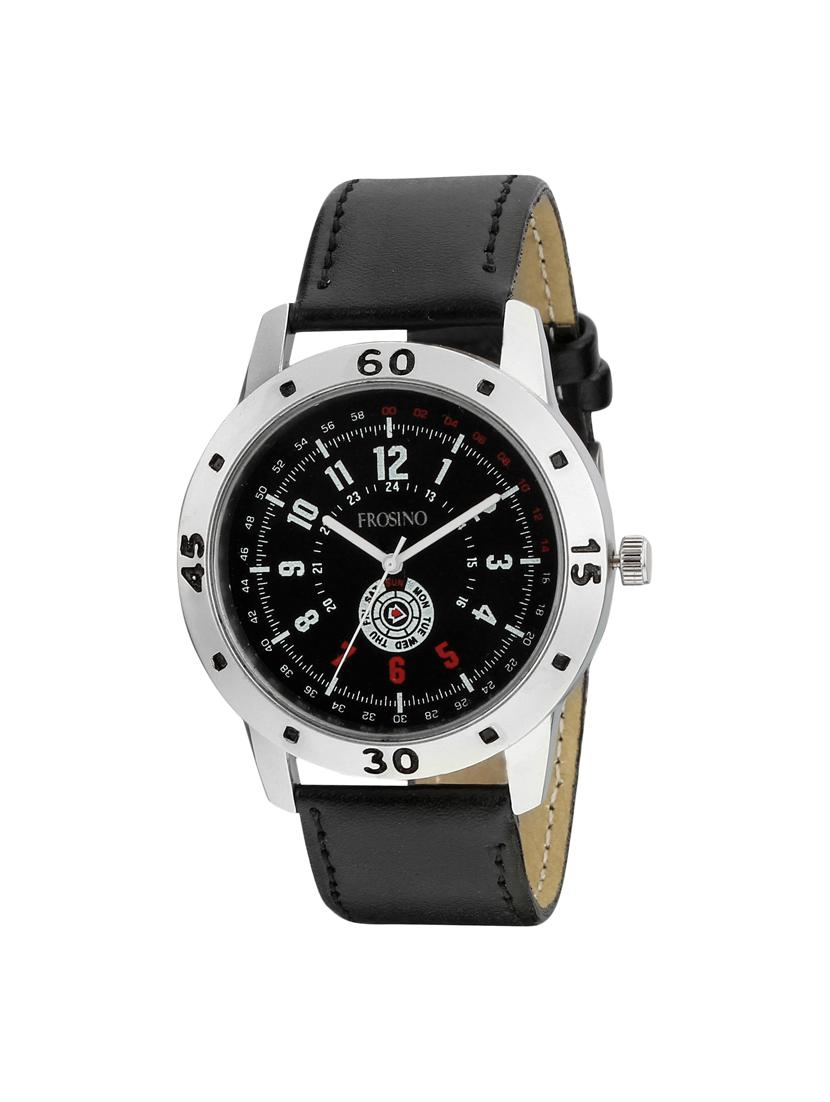 frosino black strap silver case analog watch for boys and men - 15933770 - Zoom Image - 0