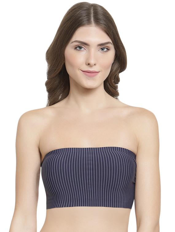 styled back striped tube bra - 15935078 - Zoom Image - 0