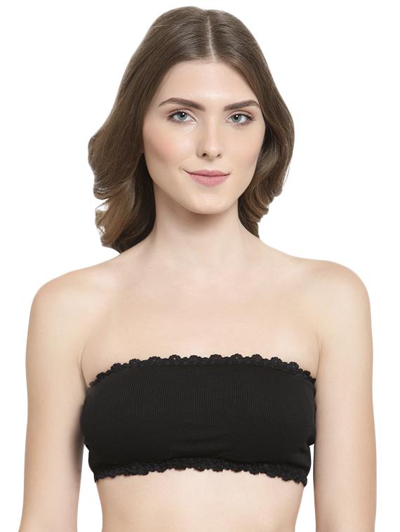styled back lace inserted tube bra - 15935084 -  Zoom Image - 0