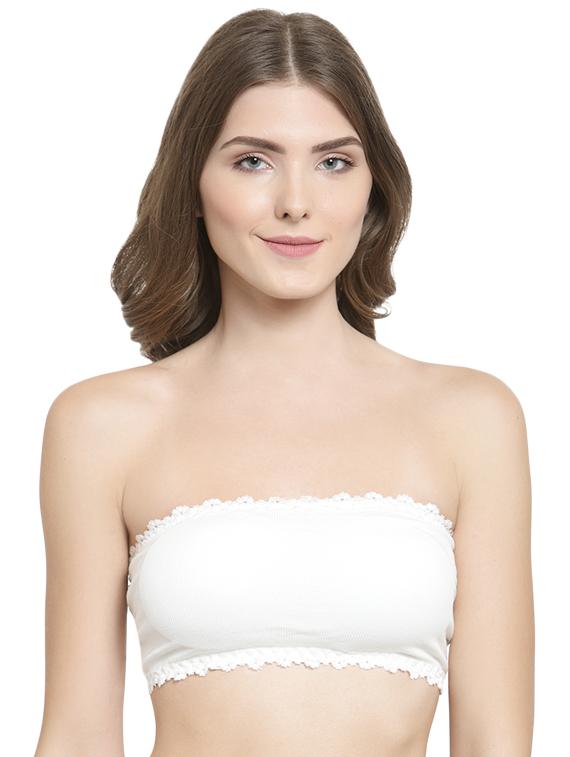 styled back lace inserted tube bra - 15935086 - Zoom Image - 0