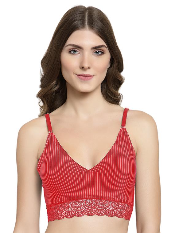 lace detail striped bralette - 15935100 - Zoom Image - 0