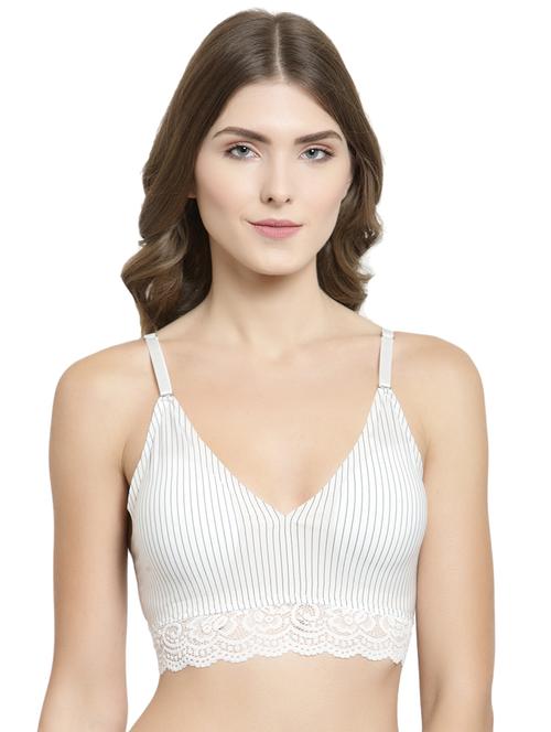 lace detail striped bralette - 15935104 - Standard Image - 0