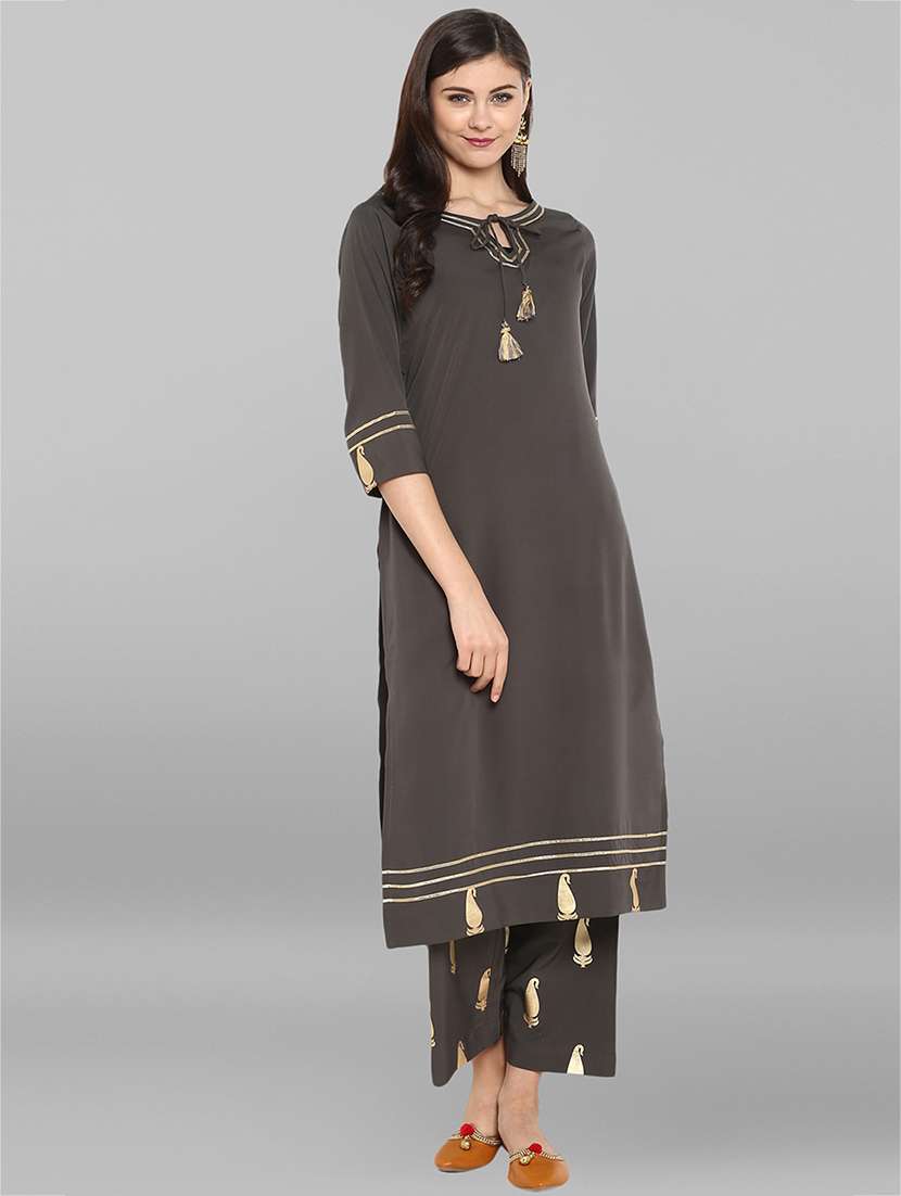 foil printed gota patti kurta with palazzo set