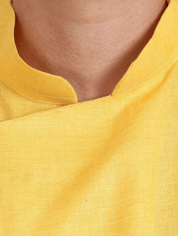 yellow cotton kurta pyjama set - 15937895 - Standard Image - 3
