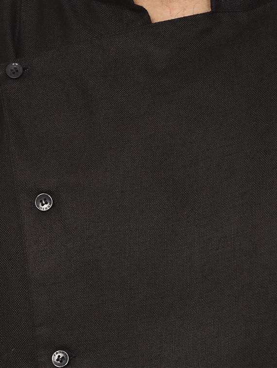 black cotton kurta pyjama set - 15937898 -  Standard Image - 3