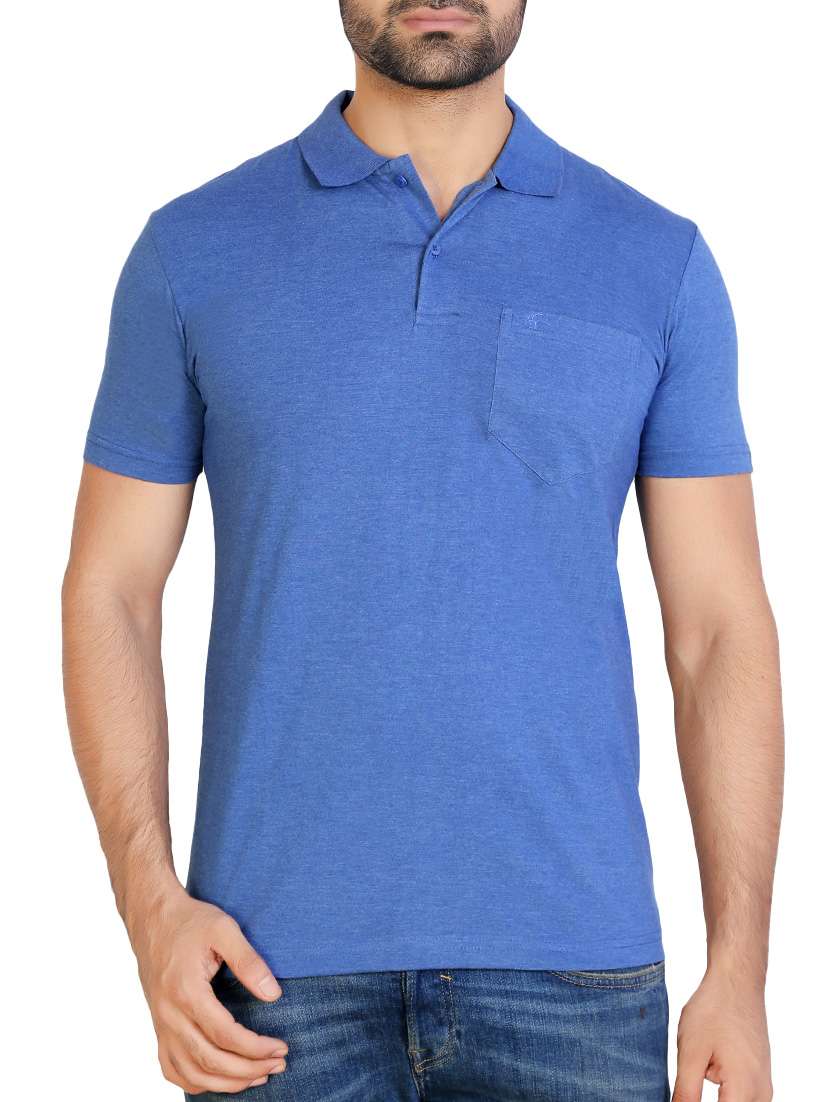 blue solid pocket tshirt