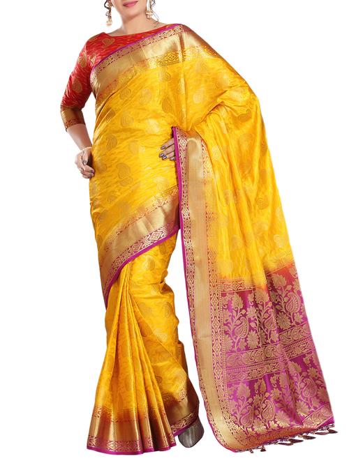 ethnic motif woven saree with blouse - 15942828 -  Standard Image - 0