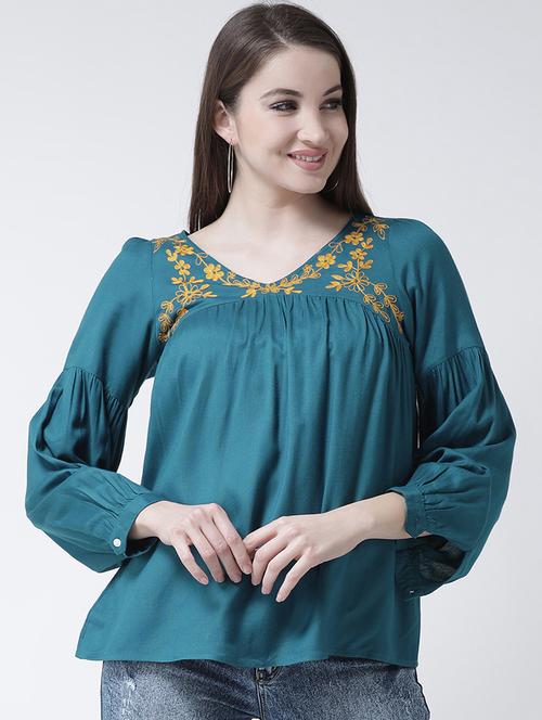 floral embroidered gathered top - 15944609 -  Standard Image - 0
