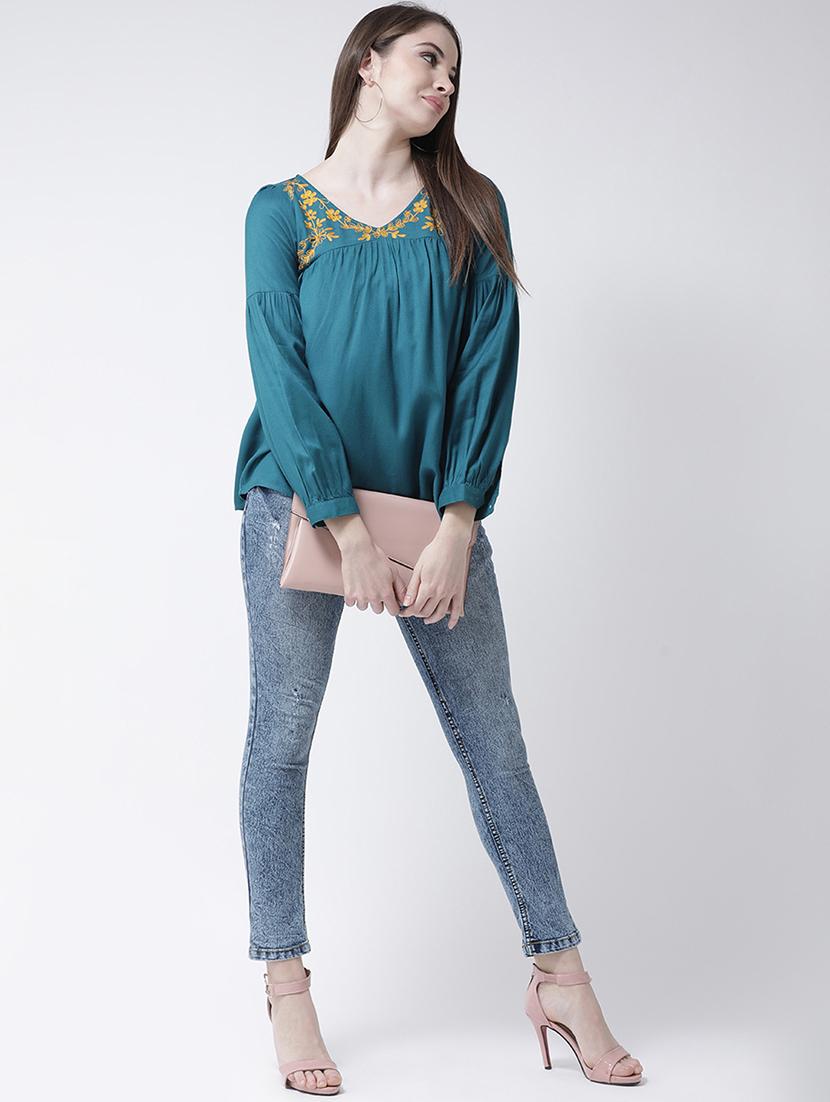 floral embroidered gathered top - 15944609 - Standard Image - 3